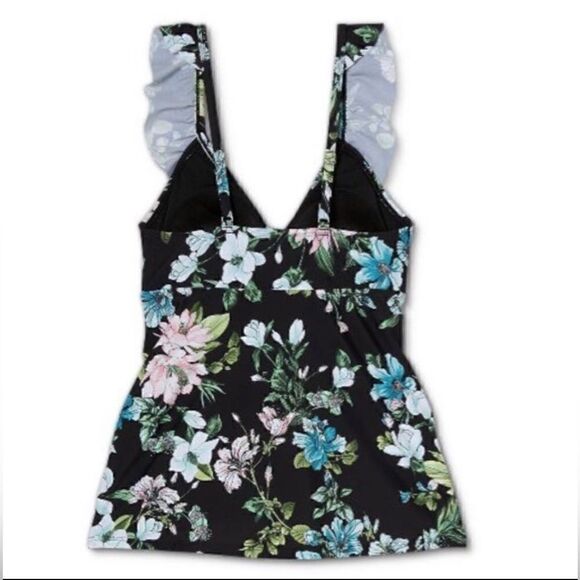 Isabell Maternity VNeck Peephole Ruffle Maternity Tankini Swim Top Floral S NWT - Picture 3 of 8